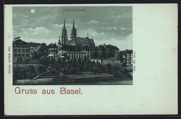 Ansichtskarten: Lithographie Basel, Das Münster – Gebraucht aus Berlin von bartko-reher