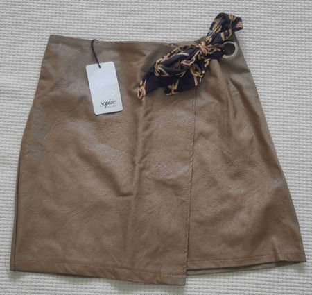Jupe simili cuir camel