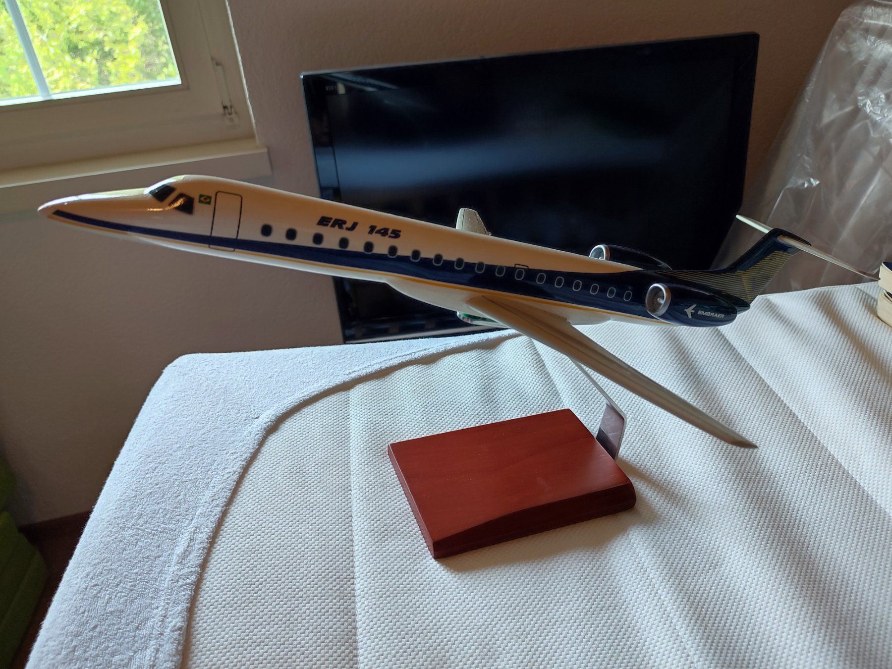 Embraer Kit di modellismo & Modellini statici: Embraer ERJ 145 Holzmodell – Nuovo (secondo la descrizione) da Läufelfingen venduto da noooby