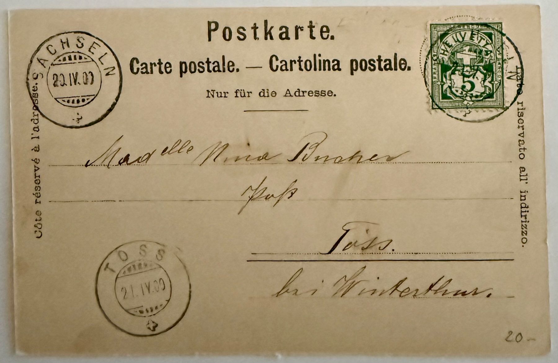 Cartoline postali: Gruss aus Sachseln - 1900 – Usato da Lutry venduto da Ediego 1