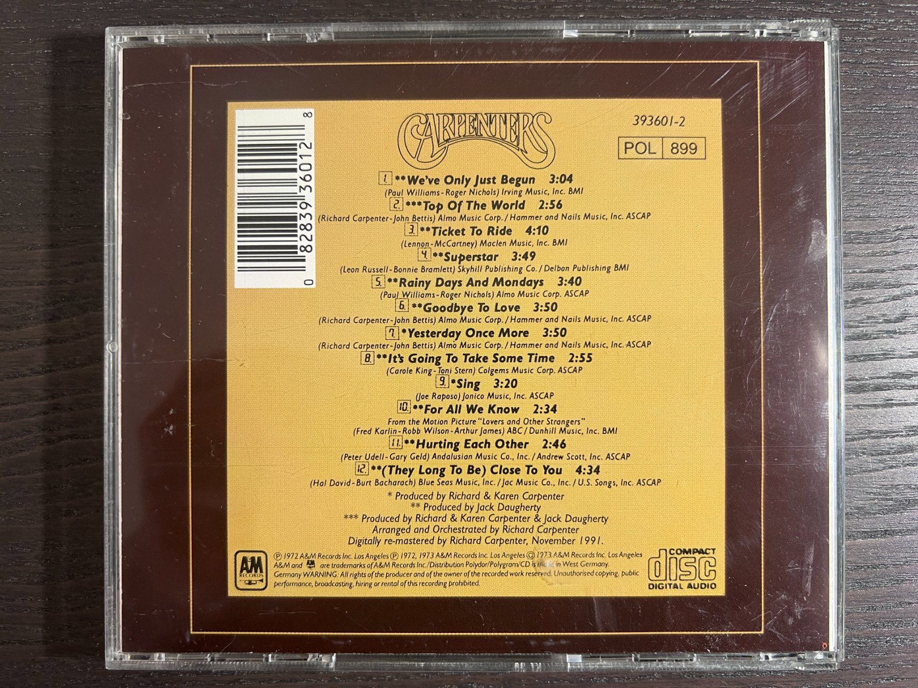 CD: Carpenters - The Singles 1969-1973 – Usato da Zürich venduto da MusikFreunde 1