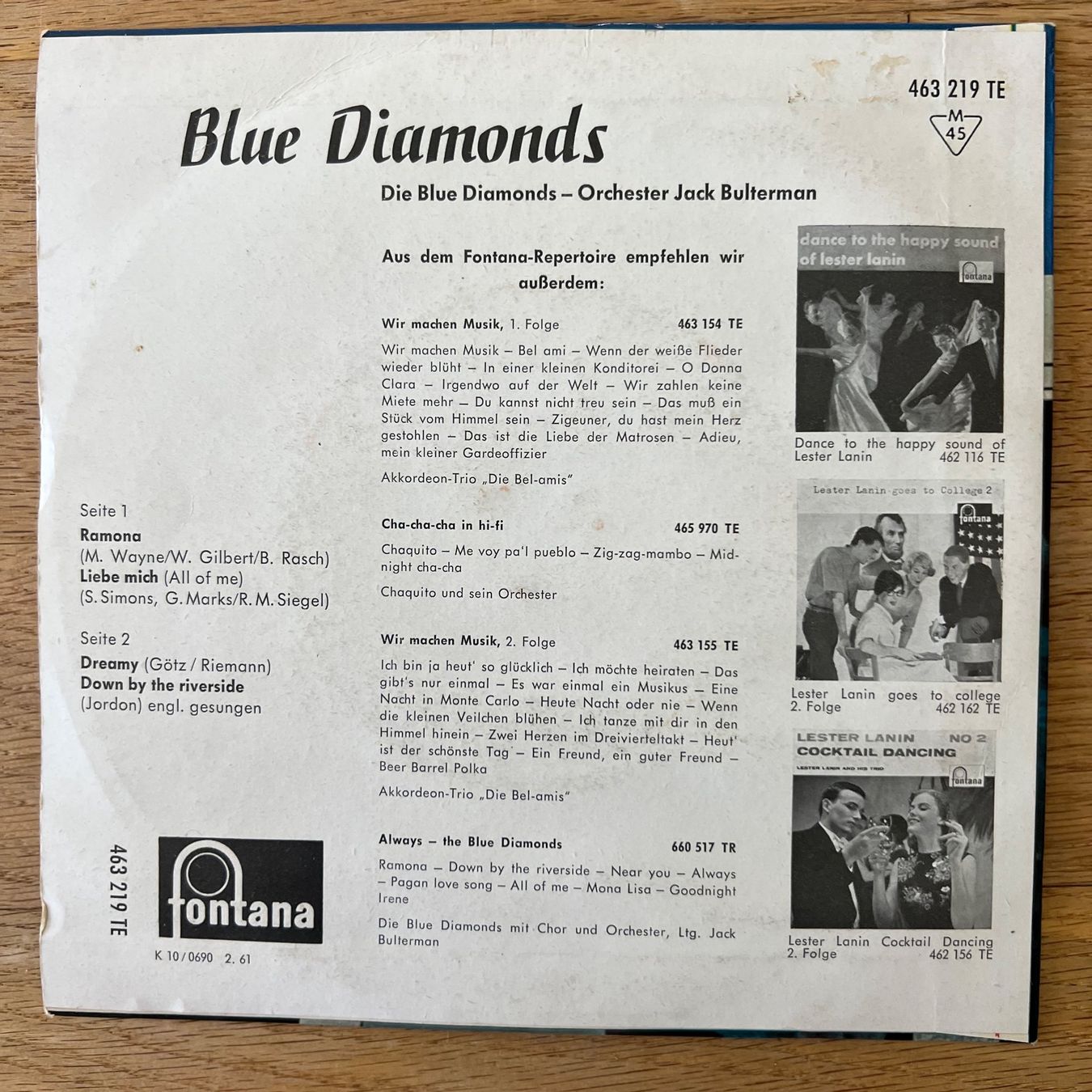 Schallplatten: Blue Diamonds - Same / 1. D-Press. 1961 - 4-Track EP – Gebraucht aus Gais von soundcave57 1