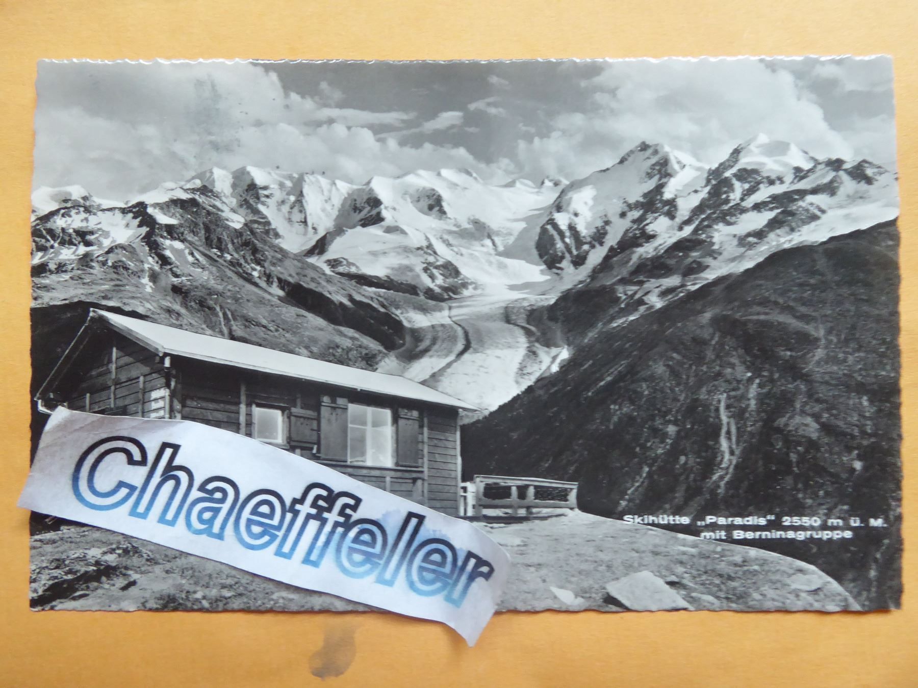 Cartoline postali: 1954 Skihütte "Paradis" mit Berninagruppe – Usato da Zürich venduto da Chaeffeler