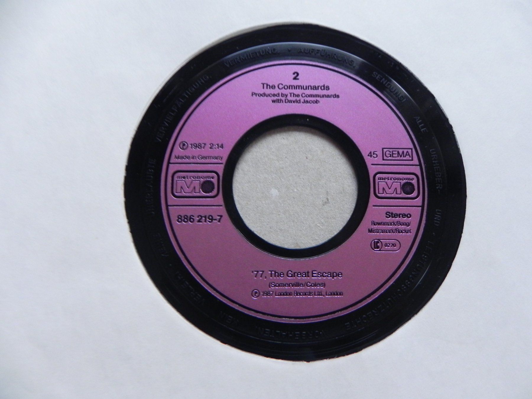 Dischi in vinile: Single 7" Brit. Pop Duo the Communards 1987 Never can say .. – Usato da Siebnen venduto da krimsie 3