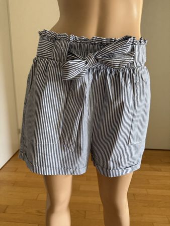 ONLY Paperbag Shorts Blau/Weiß gestreift kurze Hose Gürtel