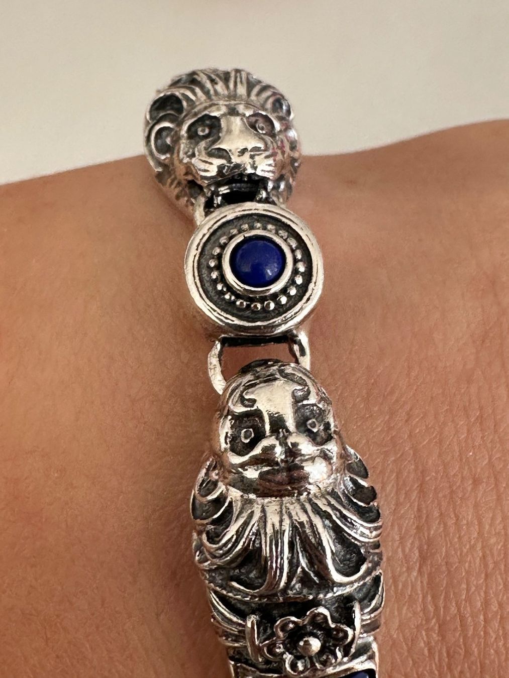 Bracciali & Braccialetti: Vintage 925er Silber Armband, mit Lapislazul – Usato da Onex venduto da Antiqueshow 3