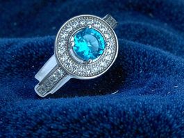Ring Bague aquamarine in Silver / Silber / Argent Size 52