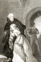 Historischer, originaler Stahlstich ÜBERFALL / FECHTEN, 1850