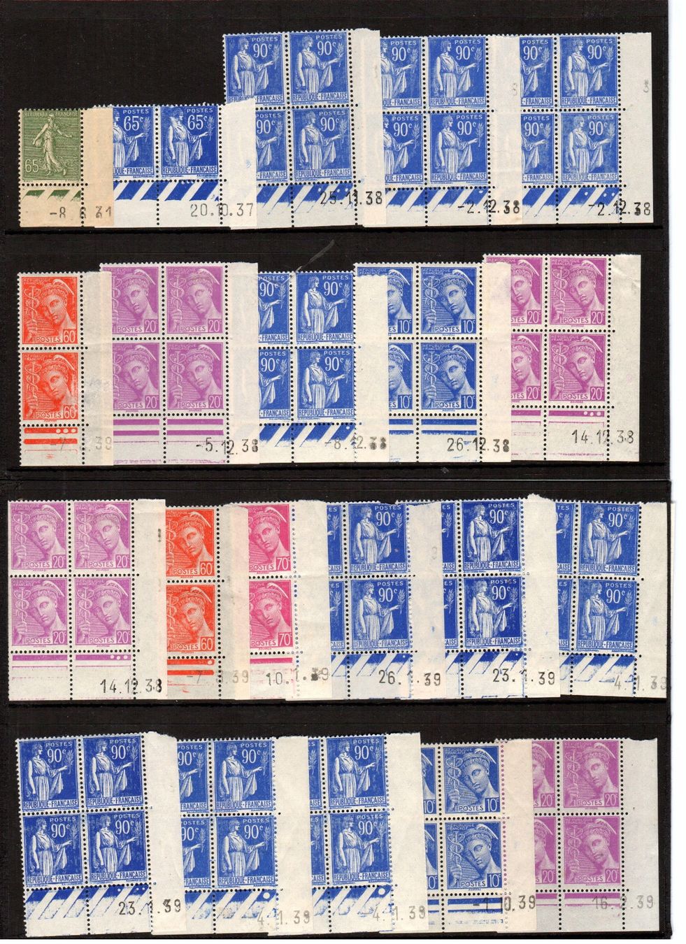 Alle Briefmarken: France - 21 coins datés - 1931-1939 – Defekt aus Chavornay von 4dphila