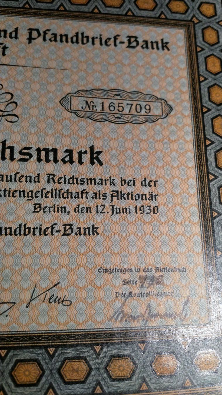 Dokumente: Aktie aus dem Jahre 1930 – Gebraucht aus Seuzach von AudiC4 1