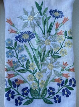 Damen Leinenbluse mit Edelweiss Stickerei Weiss