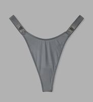 Victoria's Secret Satin String Grau Gr. M Strass Logo Neu