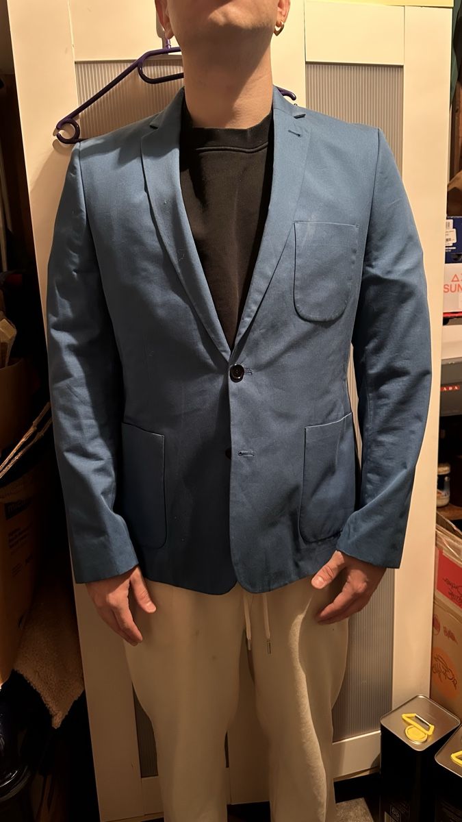 Giacche: Afield Blazer aus 100% Baumwolle, Größe 4, Stahlblau – Usato da Basel venduto da m_carrino 3