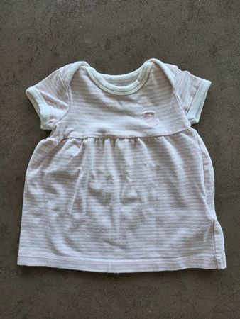 Robe nouveau-né rose rayée