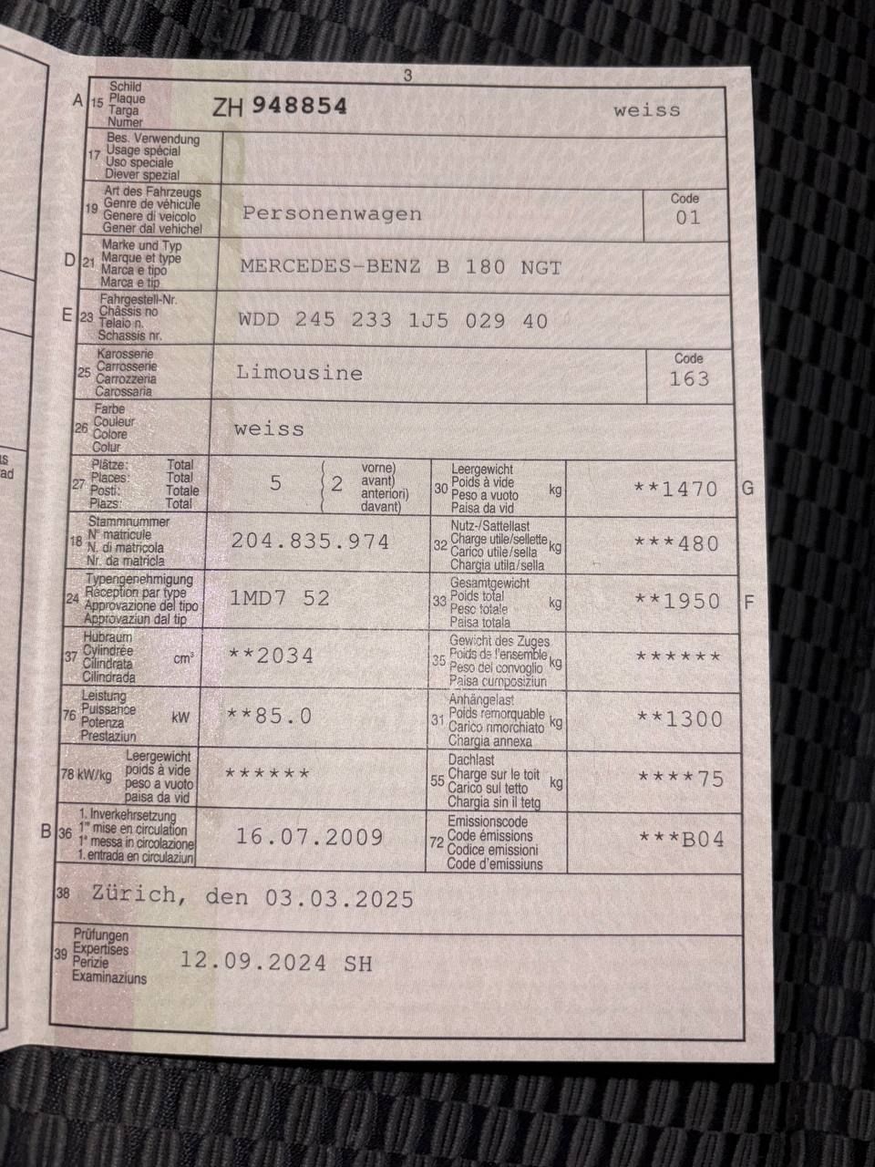 Mercedes-Benz Automobili: Mersedes B200 Benzin / Erdgas – Usato da Pontresina venduto da Twi_sjc6 6