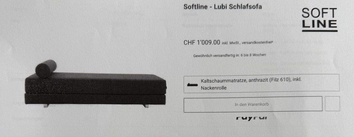 Divani: Schlafsofa Softline Lubi – Nuovo (secondo la descrizione) da Mumpf venduto da lui_ms69 1