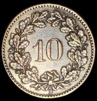 Top Silber Billon 10 Rappen 1871 Schweiz Vorz-Unz