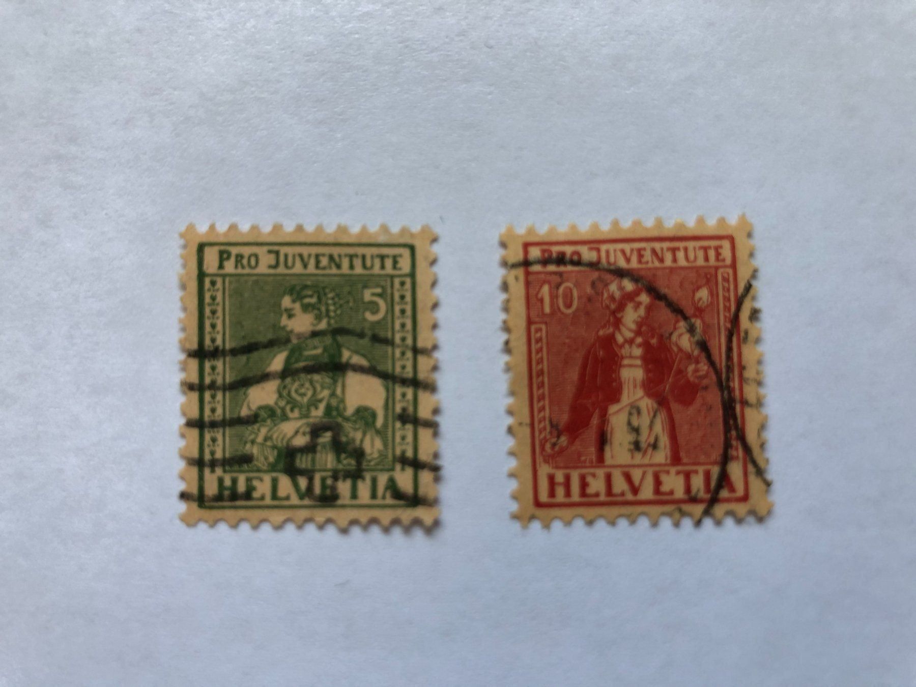 Tutti i francobolli: 1916 PJ Nr. 8 / 9, Kat 30.- alt – Usato da Hefenhofen venduto da Bierinder
