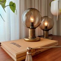 2 lampe space age laiton verre fumé 1970