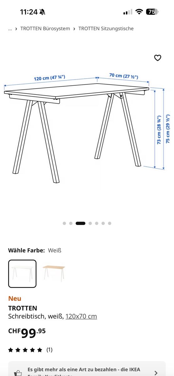 Ikea Scrivanie: IKEA TROTTEN desk 120x70 – Nuovo (secondo la descrizione) da Zürich venduto da joan.lafuente