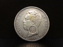 REPLIKA einer antiken Silbermünze  5 PESETAS 1871 ESPANA