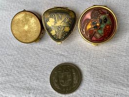 🌟3 Vintage Pillendosen  Niello Toledo Emailliert Eulen🌟