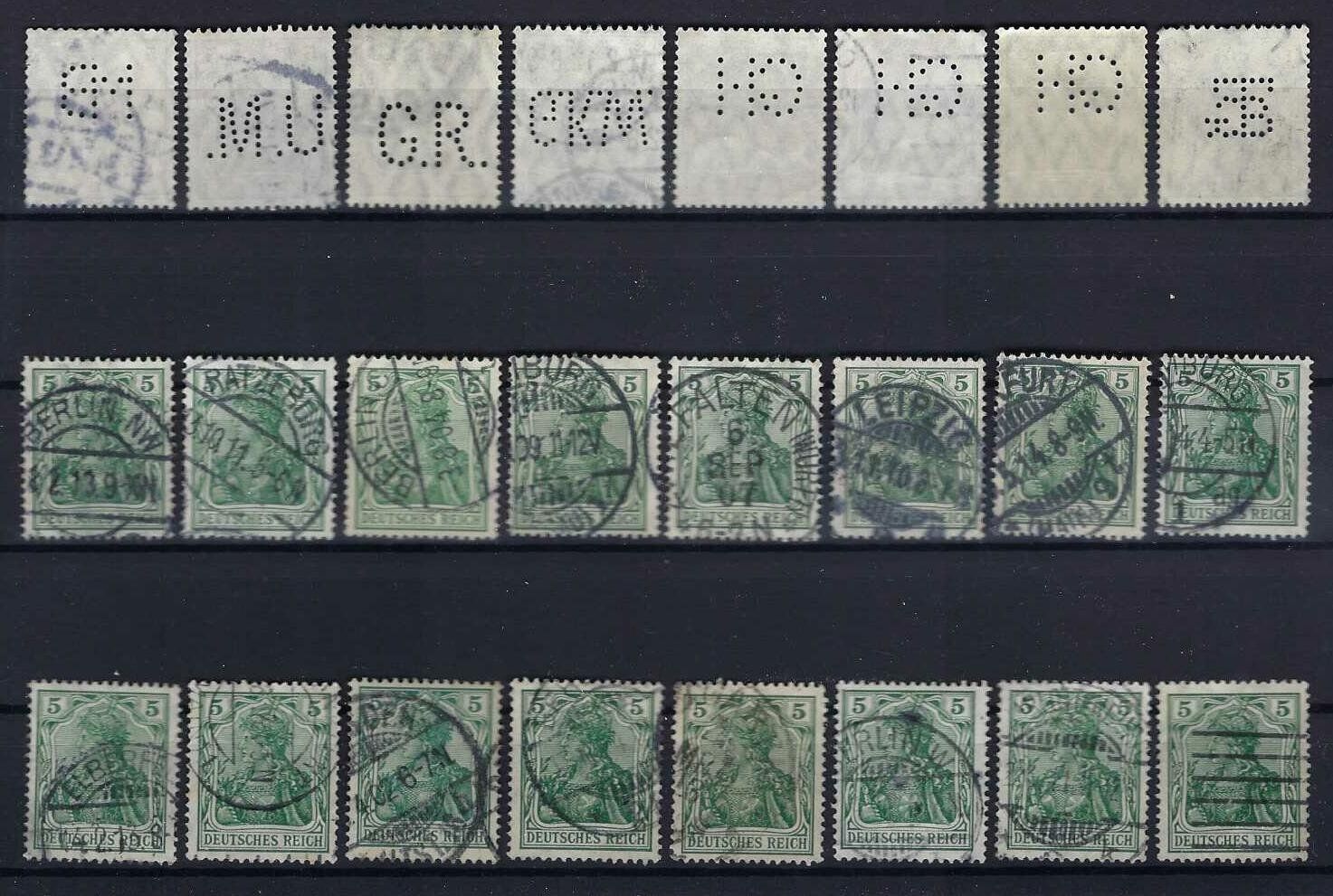 Alle Briefmarken: Germania Briefmarken 1900-1919 mit Perfin gest. – Gebraucht aus Hitzkirch von walti1959