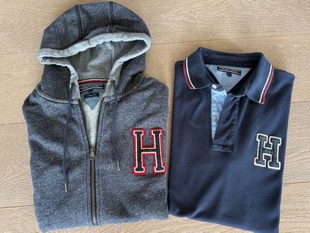 1 Hoodie und 1 Polo-Shirt von Tommy Hilfiger, Gr. L, blau
