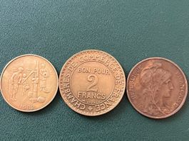 3 alte Münzen Frankreich