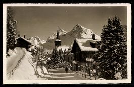 AK Arosa, Dorfstraße im Winter