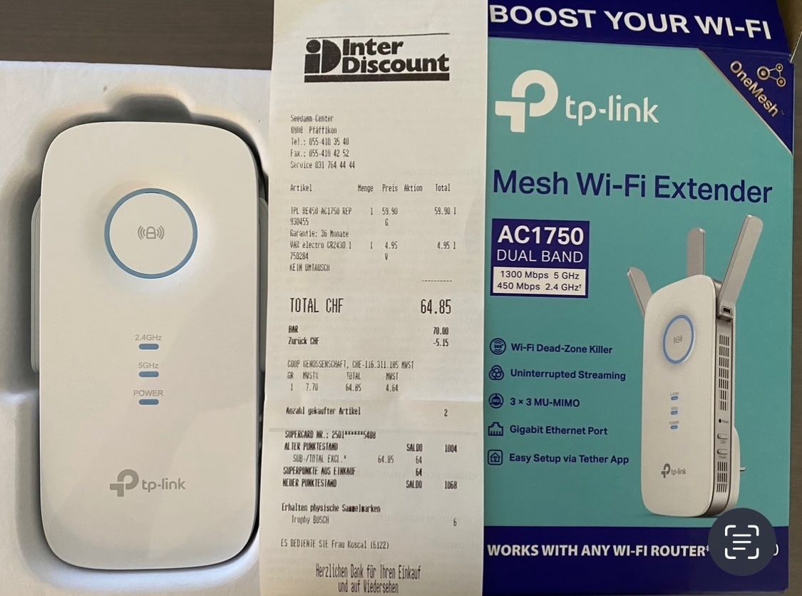Amplificateurs: TP-Link Mesh Wi-Fi Extender AC1750 gebraucht – D'occasion à Reichenburg par Noxima