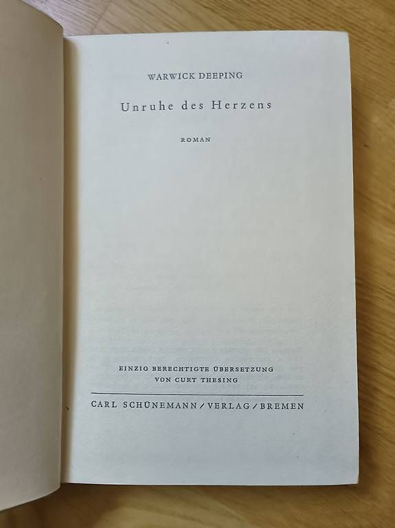 Libri: Warwick Deeping - Unruhe des Herzens – Usato da Rikon im Tösstal venduto da johnny_00 1