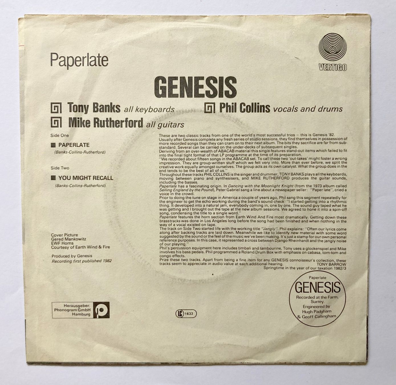Schallplatten: GENESIS - PAPERLATE – Gebraucht aus Bottens von hotter-than-hell 1
