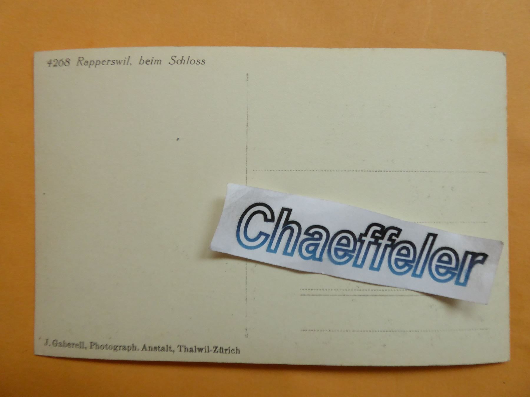 Ansichtskarten: 4268 Rapperswil, beim Schloss – Neu (gemäss Beschreibung) aus Zürich von Chaeffeler 1