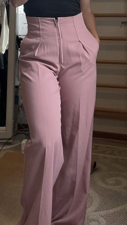 High Waist Stoffhose rosa XS elegant mit Reissverschluss