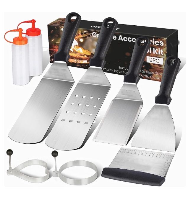 Smtfcty Grillspachtel Set - 2-teiliges BBQ Werkzeug Mit Burgerpapier | Edelstahl Spatel Für Smash Burger & Teppanyaki