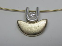 Vintage Kette Draht mit Anhänger Silber 925 Zirkonia