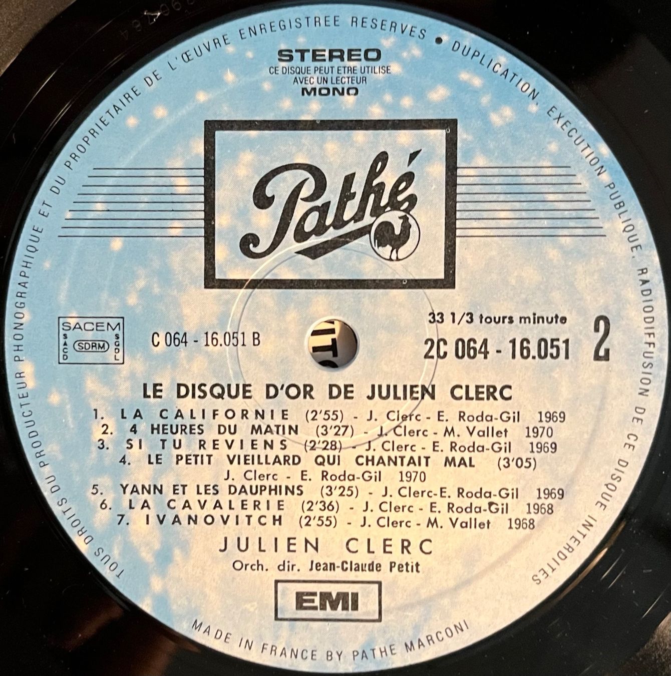 Dischi in vinile: JULIEN CLERC - DISQUE D'OR DE JULIEN CLERC - 33 Tours – Usato da Bussigny venduto da vinyl-pas-cher 4