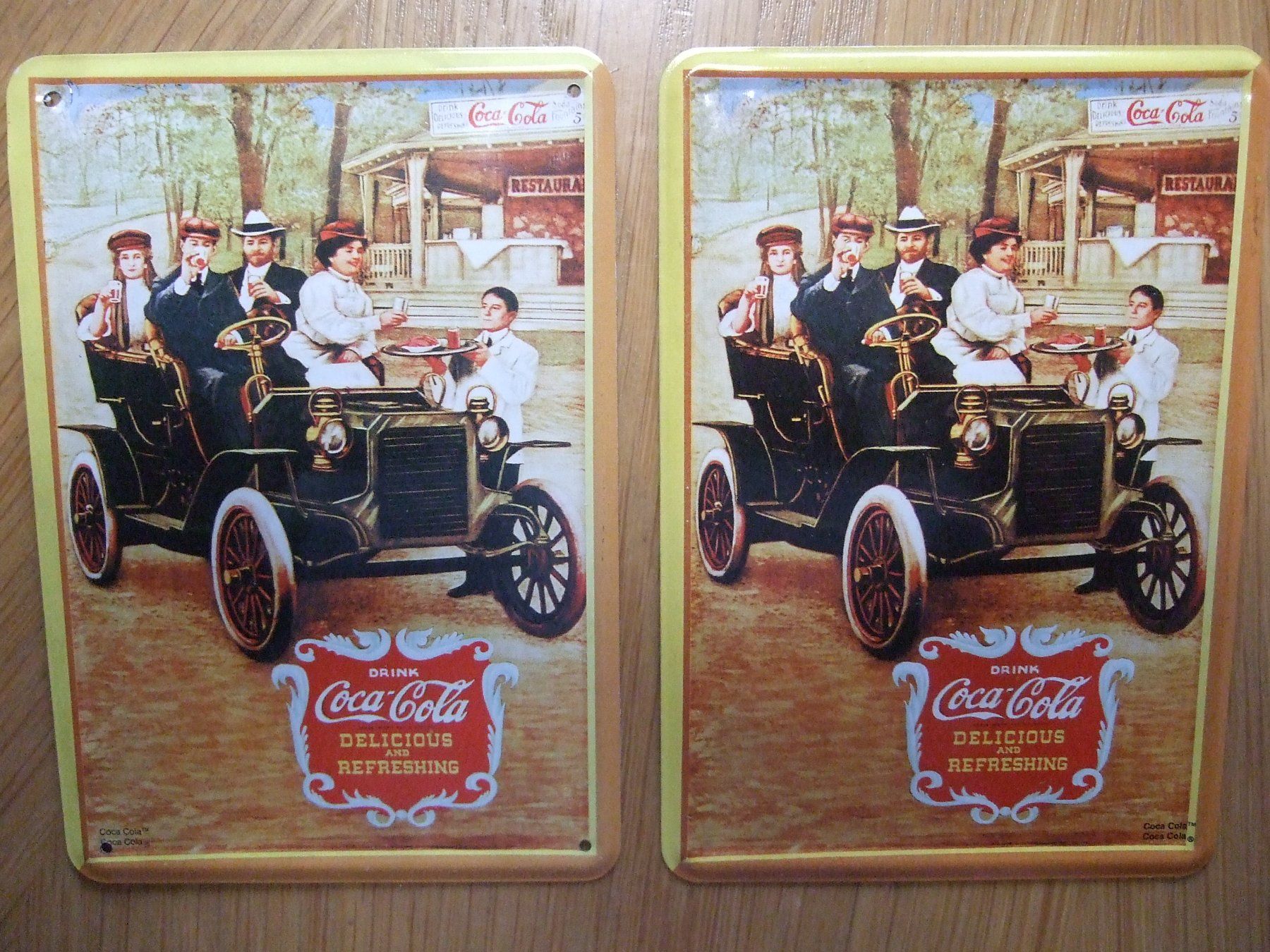 Coca-Cola Insegne: 2 x Coca-Cola® Blechschild Oldtimer Nostalgie Sammler – Usato da Herisau venduto da Natascha22