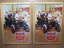 2 x Coca-Cola® Blechschild Oldtimer Nostalgie Sammler