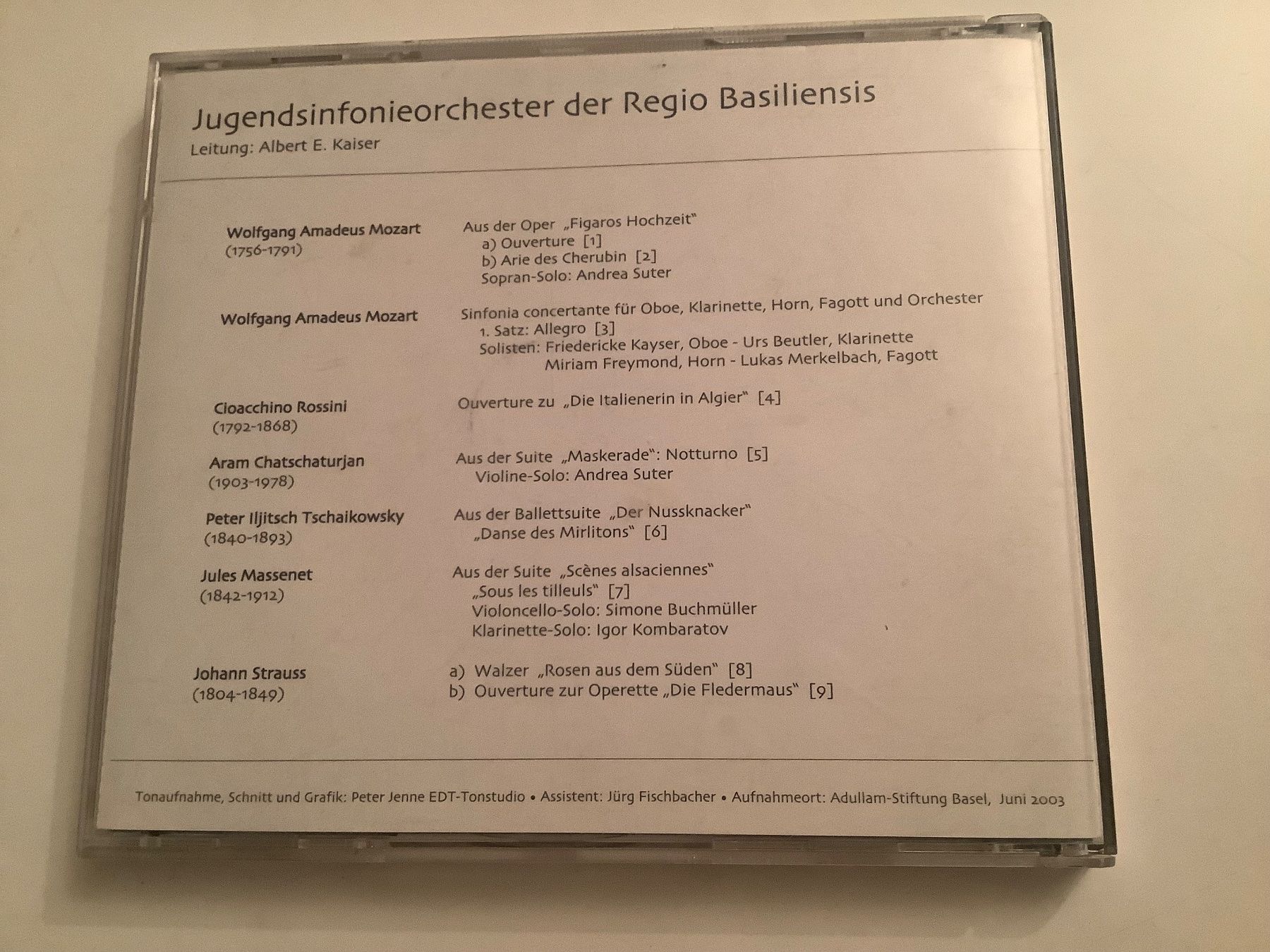 CDs: Jugendsinfonieorchester der Regio Basiliensis – Gebraucht aus Dübendorf von Shreck 1