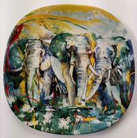 Porzellan Sammelteller "Elefanten" 1995 von Rolf Knie