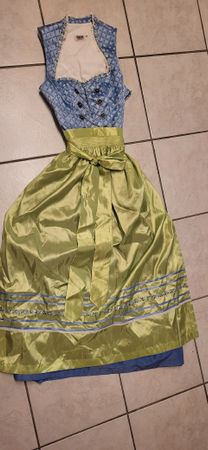 Country Line Dirndl, hellblau/gruen, Gr. 40,