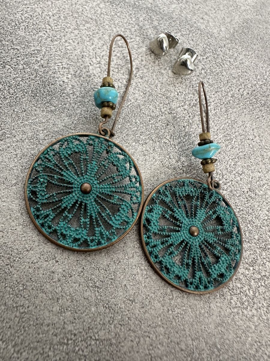 Orecchini pendenti & Orecchini a lobo: 2er Set Schöne Boho Hängerohrringe mit Türkis – Nuovo (secondo la descrizione) da Dietikon venduto da vithya88 1