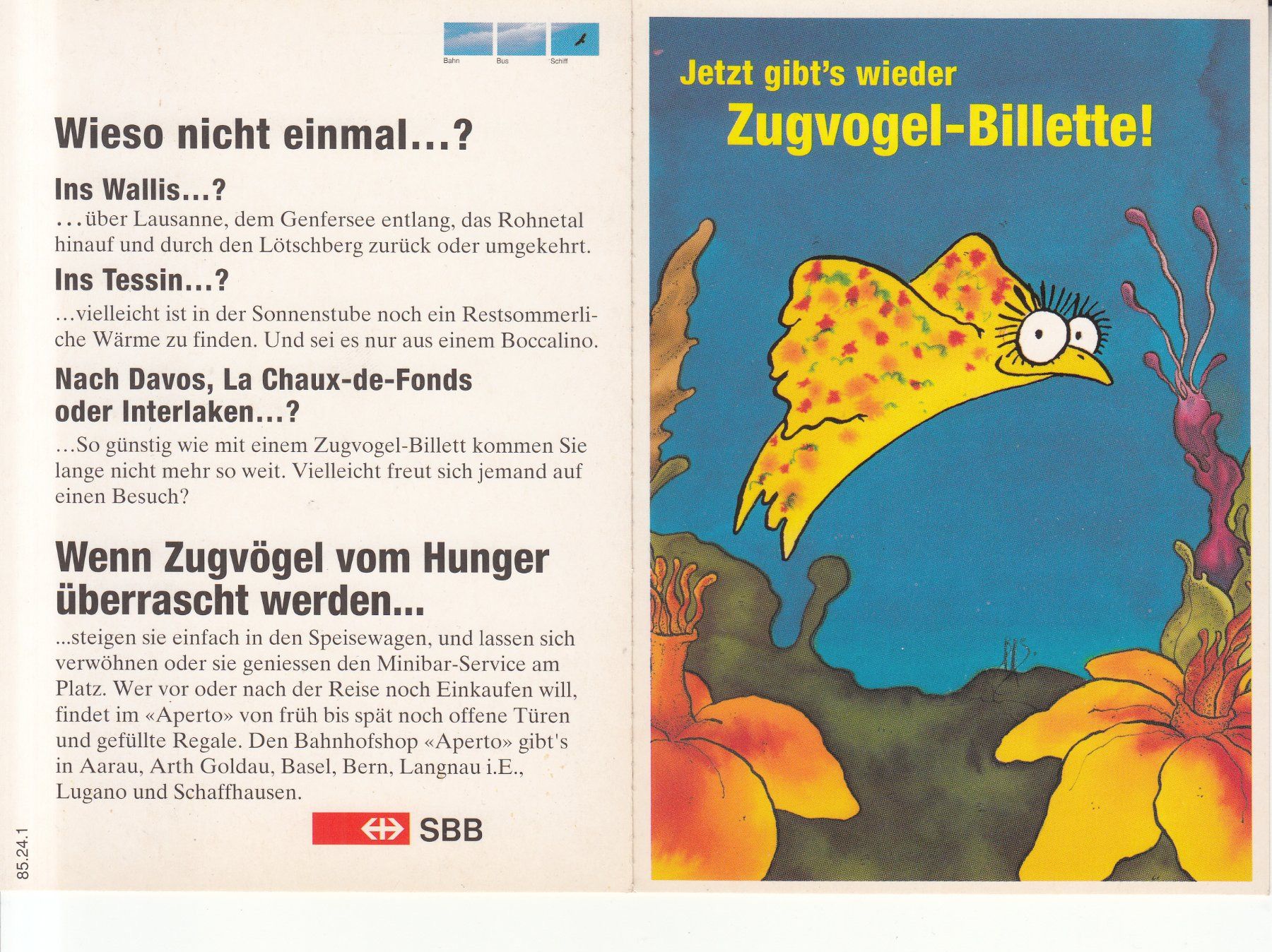 Cartoline postali: Zugvogel Billette SBB 1992 – Nuovo (secondo la descrizione) da Bürglen TG venduto da StampGraf 2