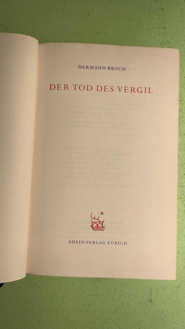 Libri: Hermann Broch: Der Tod des Vergil. – Usato da Zürich venduto da allp 1