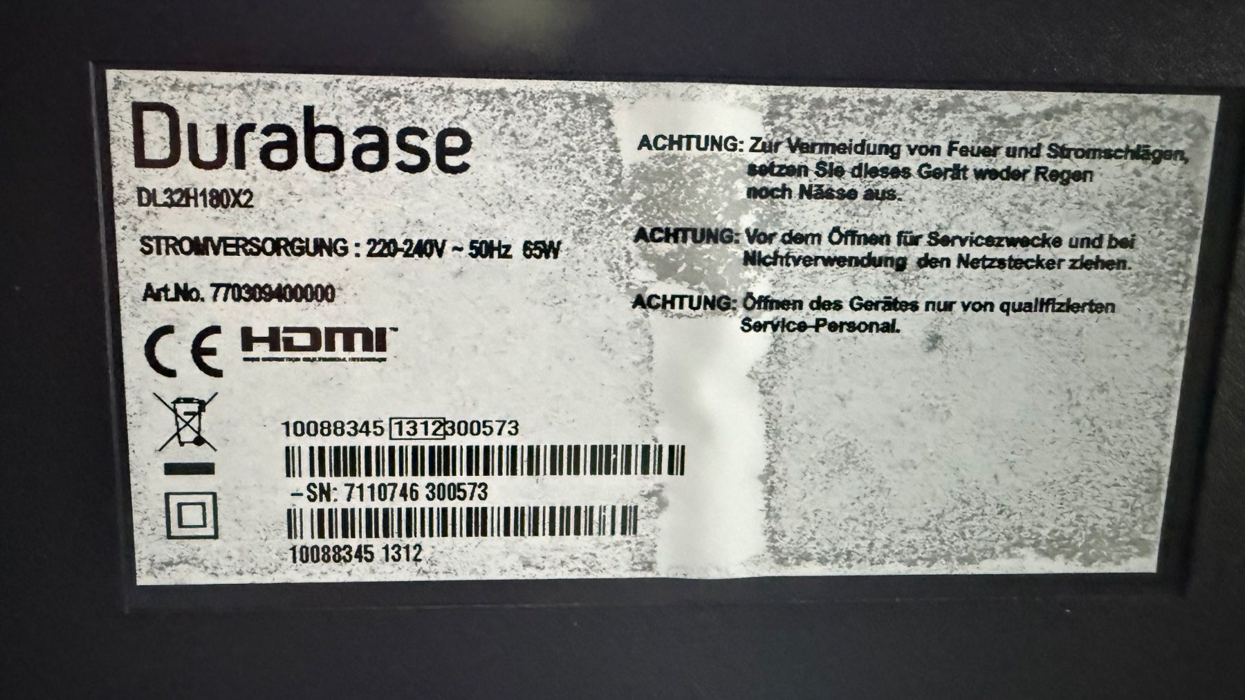 Durabase Fernseher: TV Durabase 32 Zoll – Gebraucht aus Otelfingen von Huebi_01 2