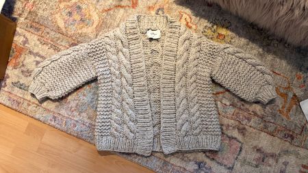 ilovemrmittens Chunky Cable Cardigan - Tornado White - XS/S