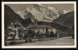 AK Gsteig, Ortsansicht mit Bergpanorama
