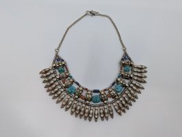 Collier Tibet Metall, Türkis, Lapilazuli und Koralle